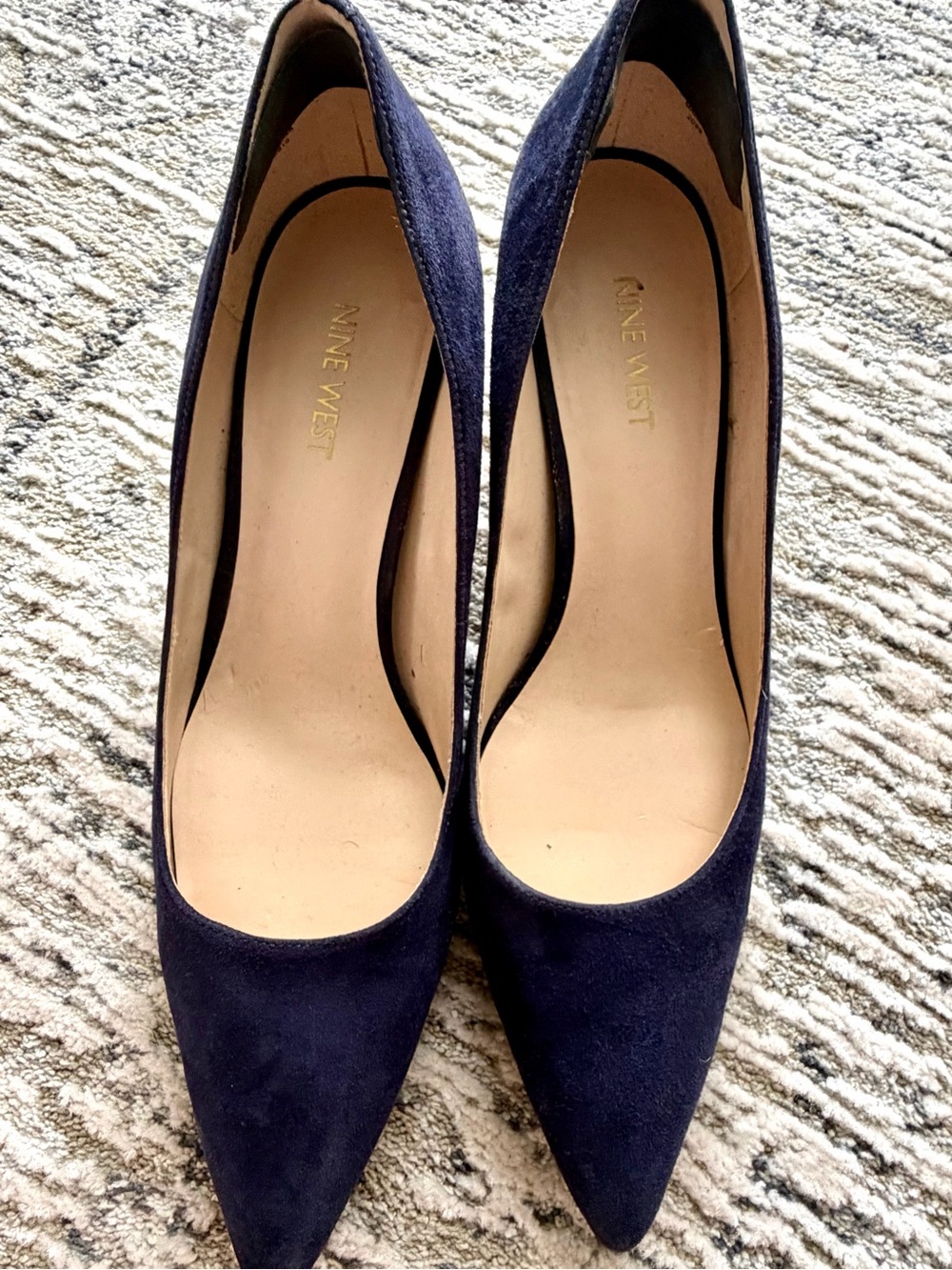 Nine West Navy Suede Pointed-Toe Pumps
